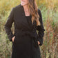 Black Collared Belted Fleece Coat - FINAL SALE Tops