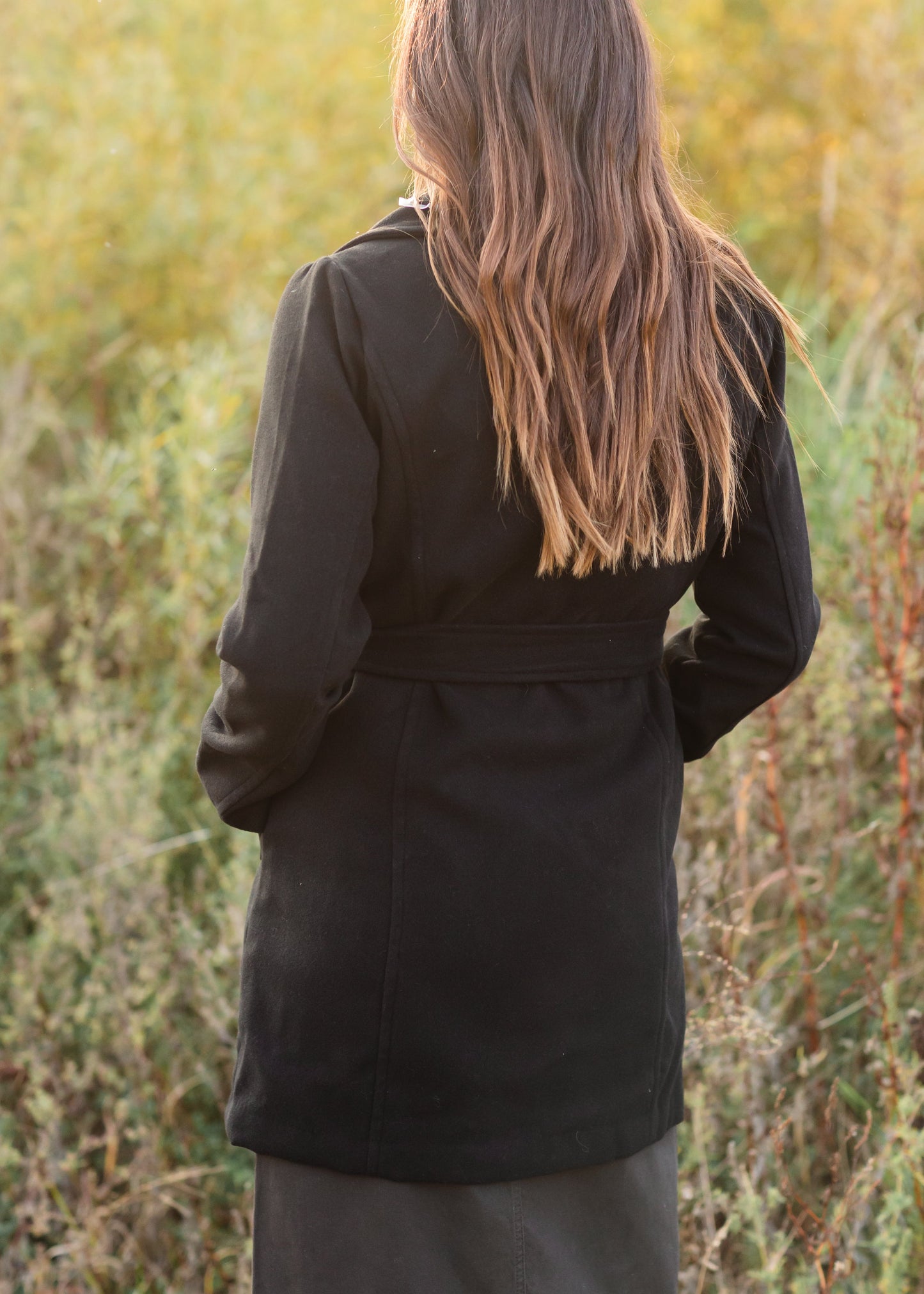 Black Collared Belted Fleece Coat - FINAL SALE Tops