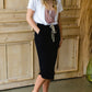 Black Cotton Elastic Waist Midi Skirt - FINAL SALE Skirts