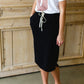 Black Cotton Elastic Waist Midi Skirt - FINAL SALE Skirts