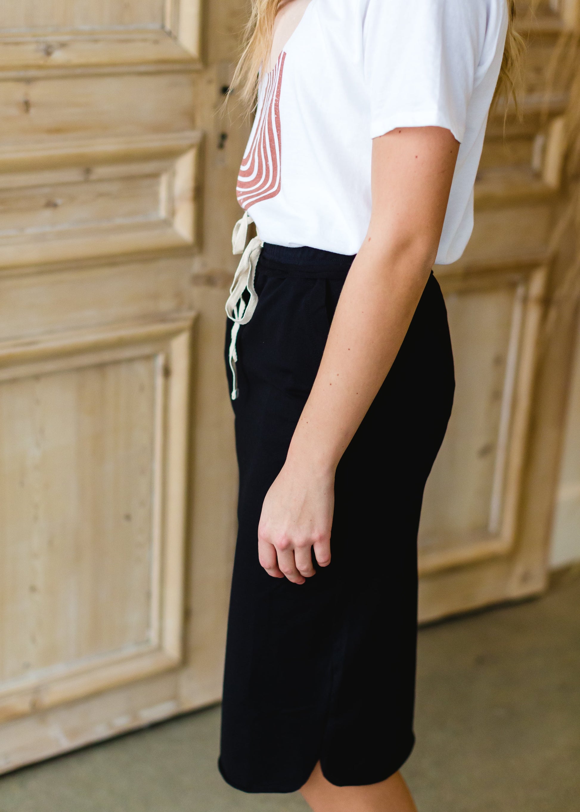 Black Cotton Elastic Waist Midi Skirt - FINAL SALE Skirts