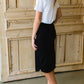 Black Cotton Elastic Waist Midi Skirt - FINAL SALE Skirts