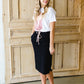 Black Cotton Elastic Waist Midi Skirt - FINAL SALE Skirts
