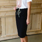 Black Cotton Elastic Waist Midi Skirt - FINAL SALE Skirts