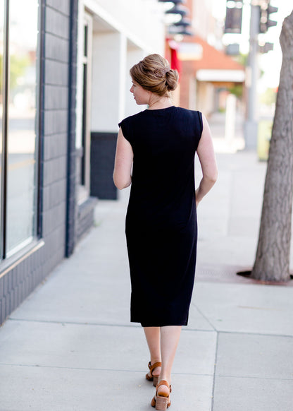 Black Cuff Sleeve Midi Dress Dresses Mod Ref