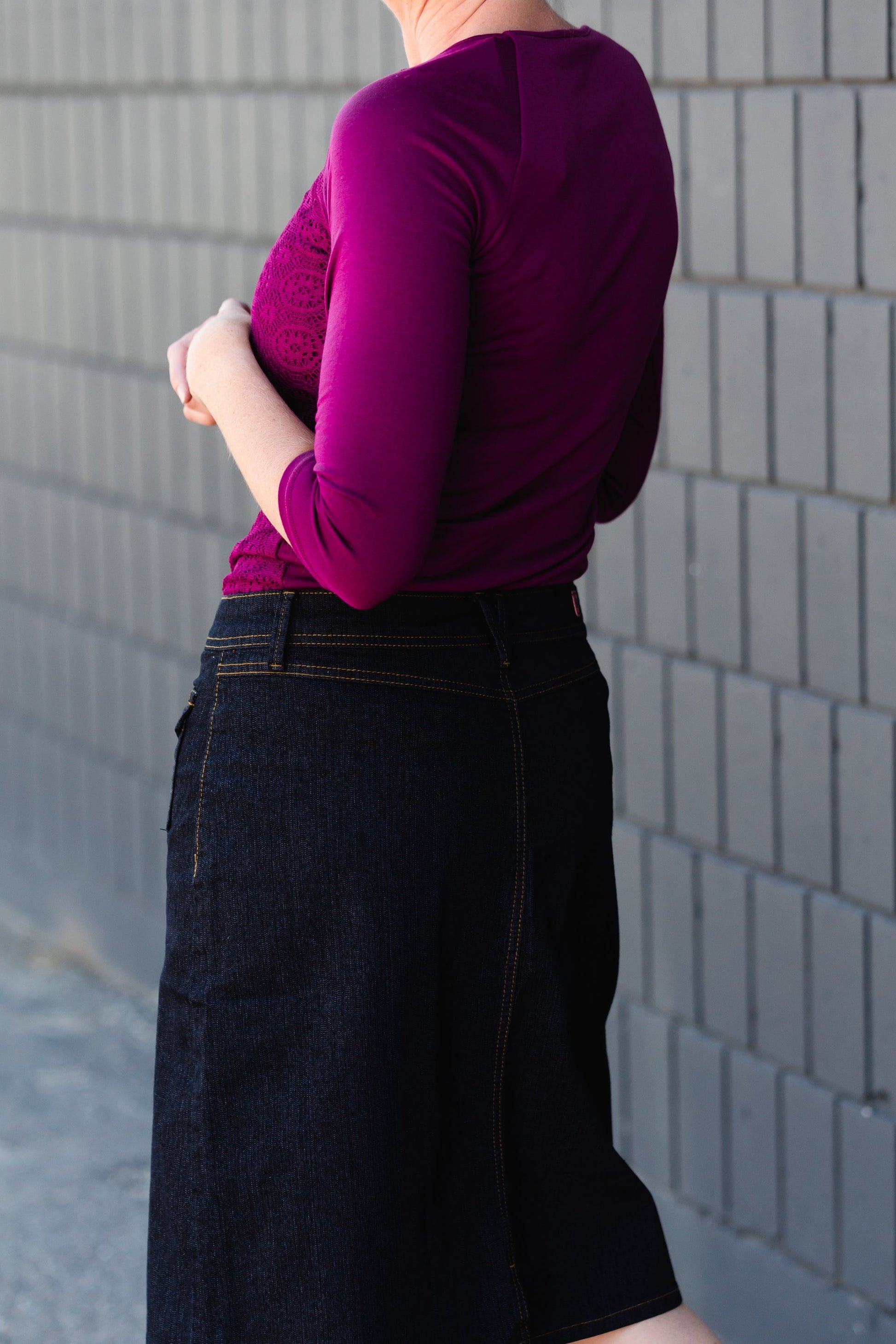 Black Denim Pocket Detail Midi Skirt - FINAL SALE Skirts