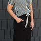 Black Drawstring Midi Skirt Skirts