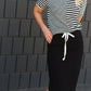 Black Drawstring Midi Skirt Skirts