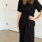 Black Drawstring T-Shirt Midi Dress Dresses