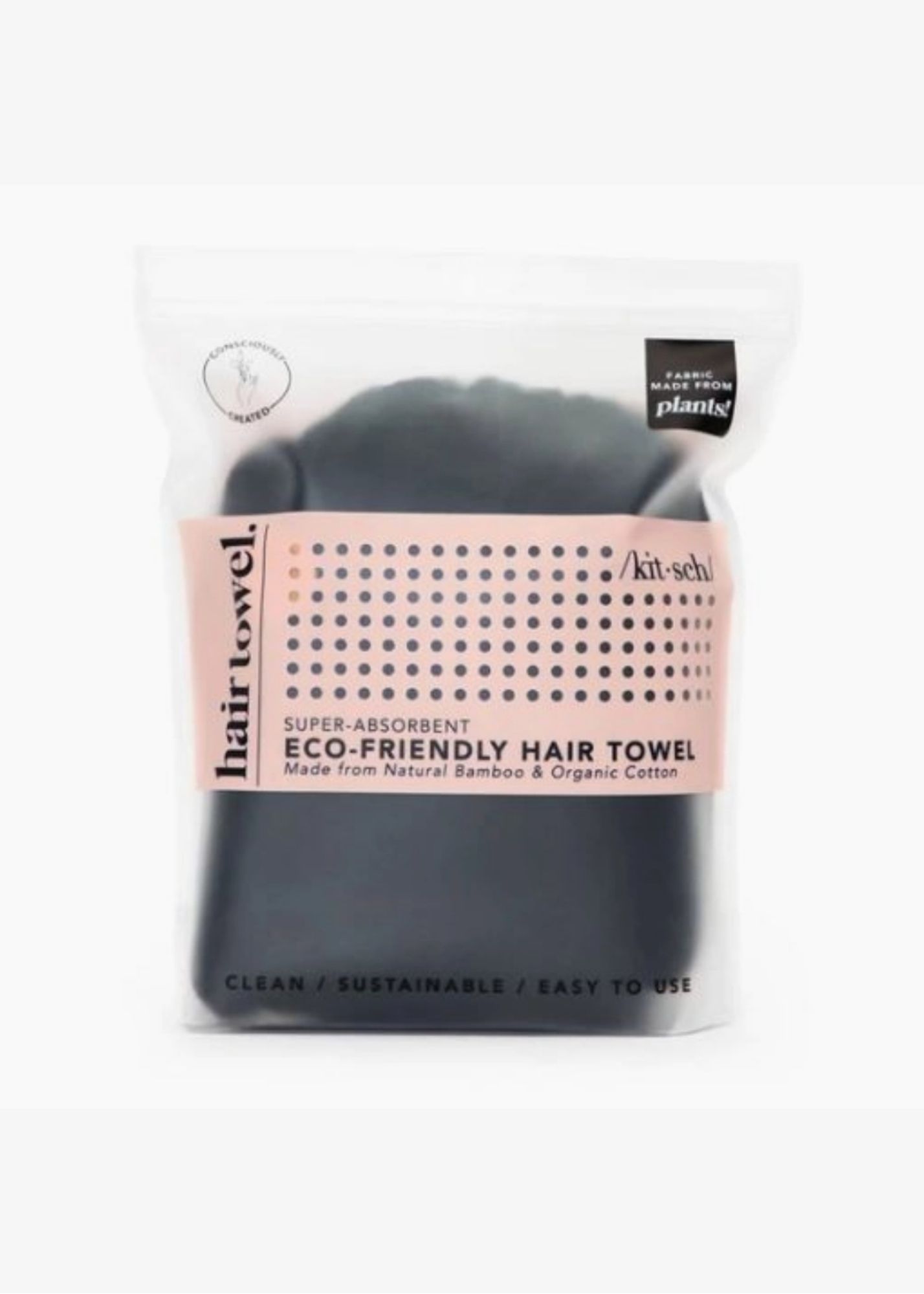 Black Eco Friendly Hair Towel Accessories Kitsch