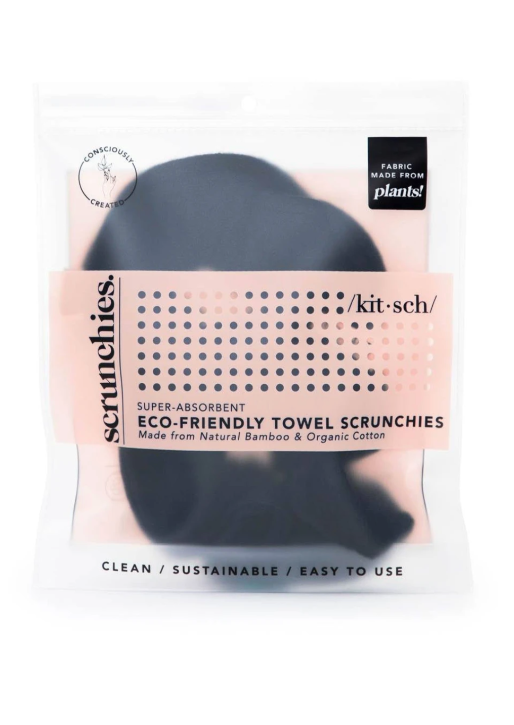 Black Eco Friendly Towel Scrunchie Accessories kitsch