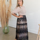 Black Embroidered Lace Overlay Tiered Midi Skirt Skirts Polagram + BaeVely