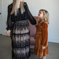 Black Embroidered Lace Overlay Tiered Midi Skirt Skirts Polagram + BaeVely