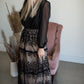 Black Embroidered Lace Overlay Tiered Midi Skirt Skirts Polagram + BaeVely
