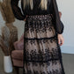 Black Embroidered Lace Overlay Tiered Midi Skirt Skirts Polagram + BaeVely