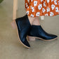Black Faux Leather Pointed Toe Bootie Shoes Oasis Society