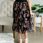 Black Floral Pleated Midi Skirt Skirts