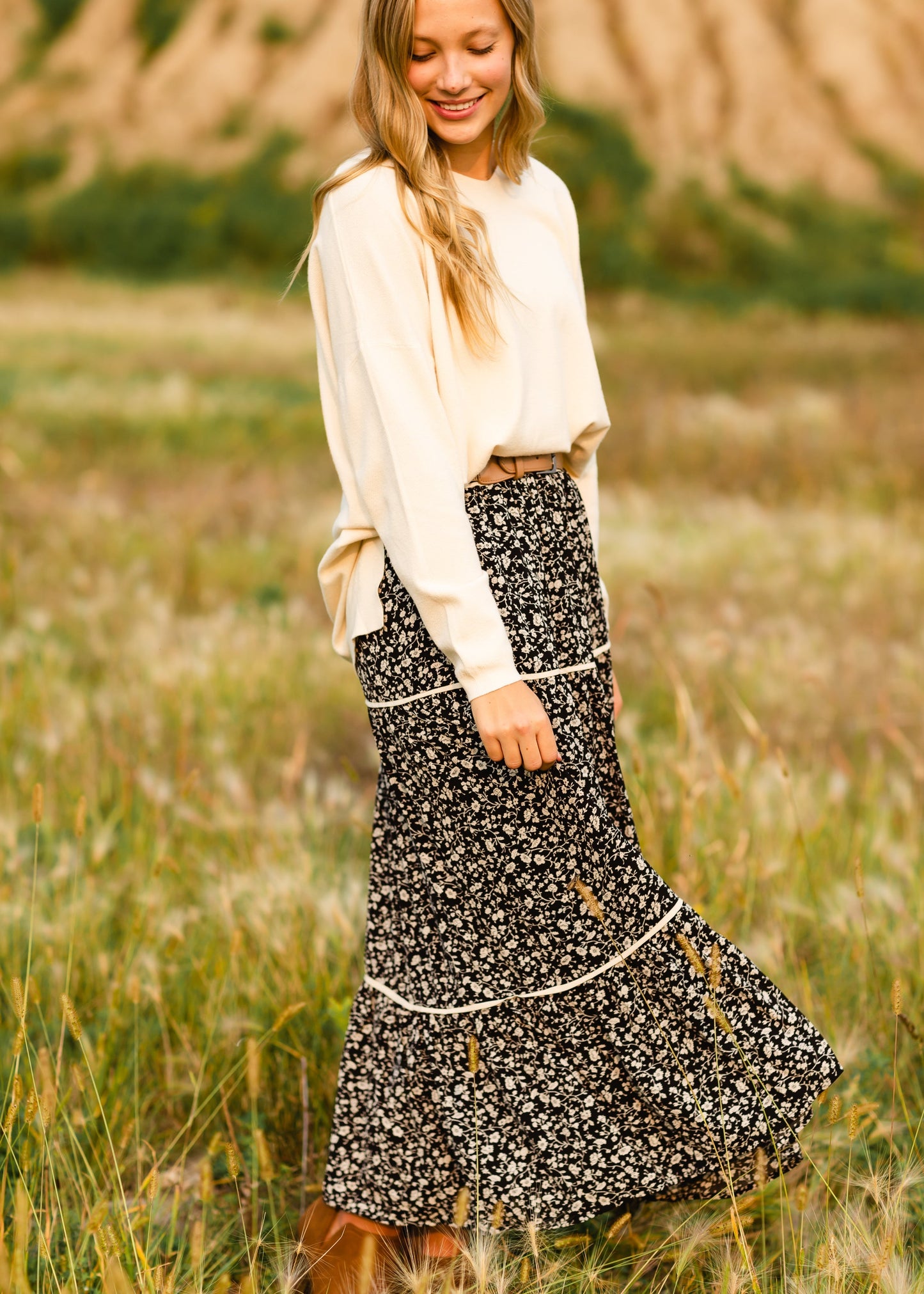 Black Floral Print Maxi Skirt - FINAL SALE Skirts