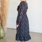 Black Floral Ruffle Smocked Midi Dress Dresses Hayden