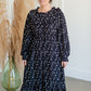 Black Floral Ruffle Smocked Midi Dress Dresses Hayden