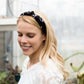 Black floral satin knotted headband