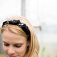 Black floral satin knotted headband