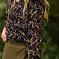 Black Floral V-Neck Blouse - FINAL SALE Tops