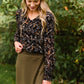 Black Floral V-Neck Blouse - FINAL SALE Tops