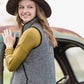 Black Herringbone Zip Up Vest - FINAL SALE Tops