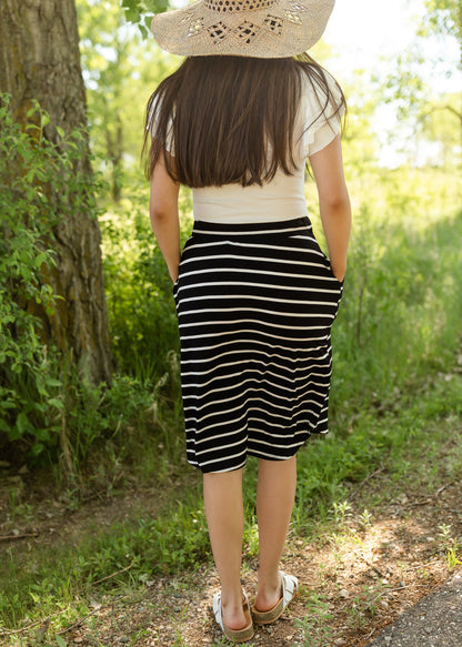 Black + Ivory Striped Midi Skirt - FINAL SALE Skirts