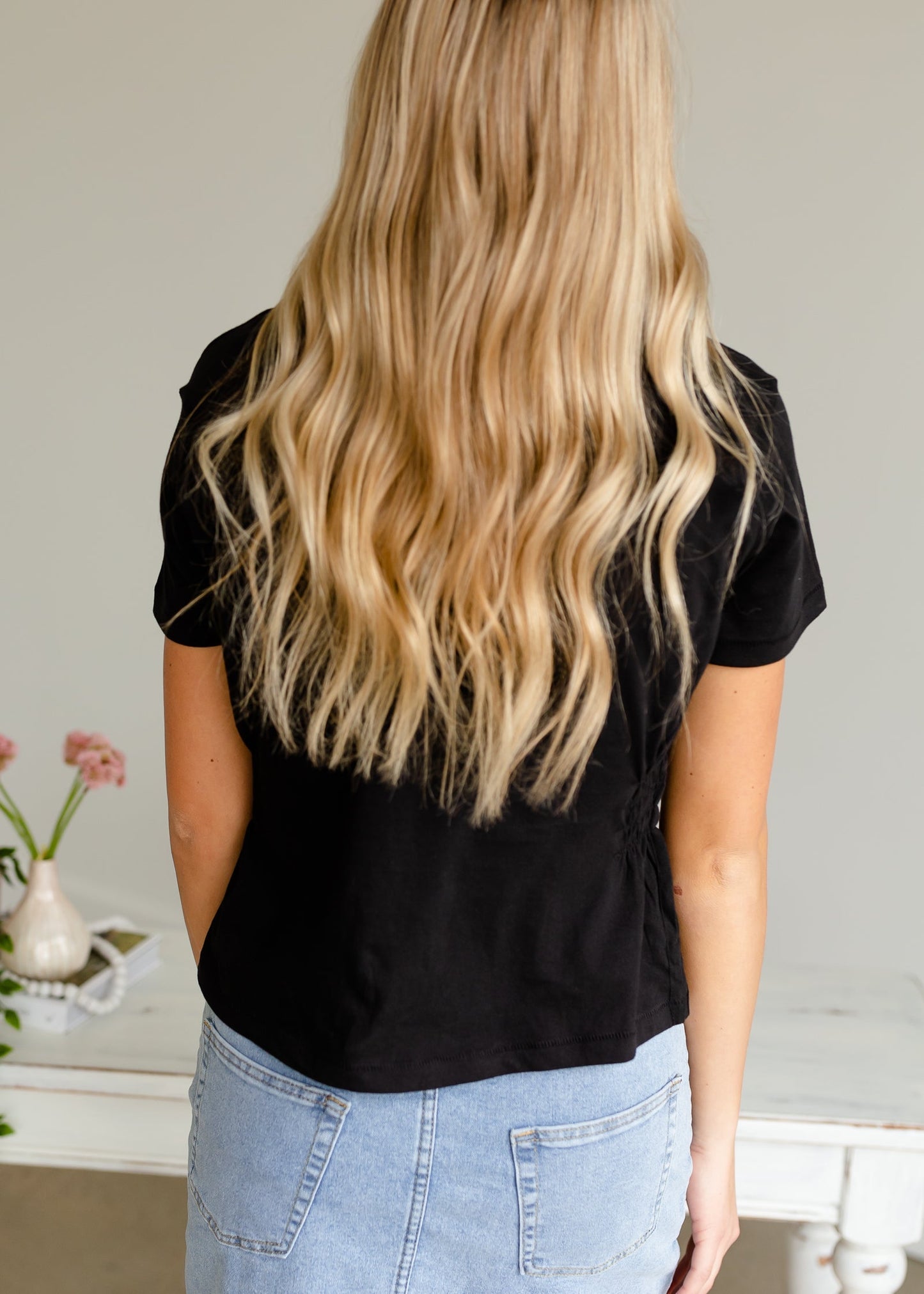 Black Knit Cinched Top - FINAL SALE Tops