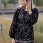 Black Lace Long Sleeve Midi Dress Dresses