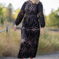 Black Lace Long Sleeve Midi Dress Dresses