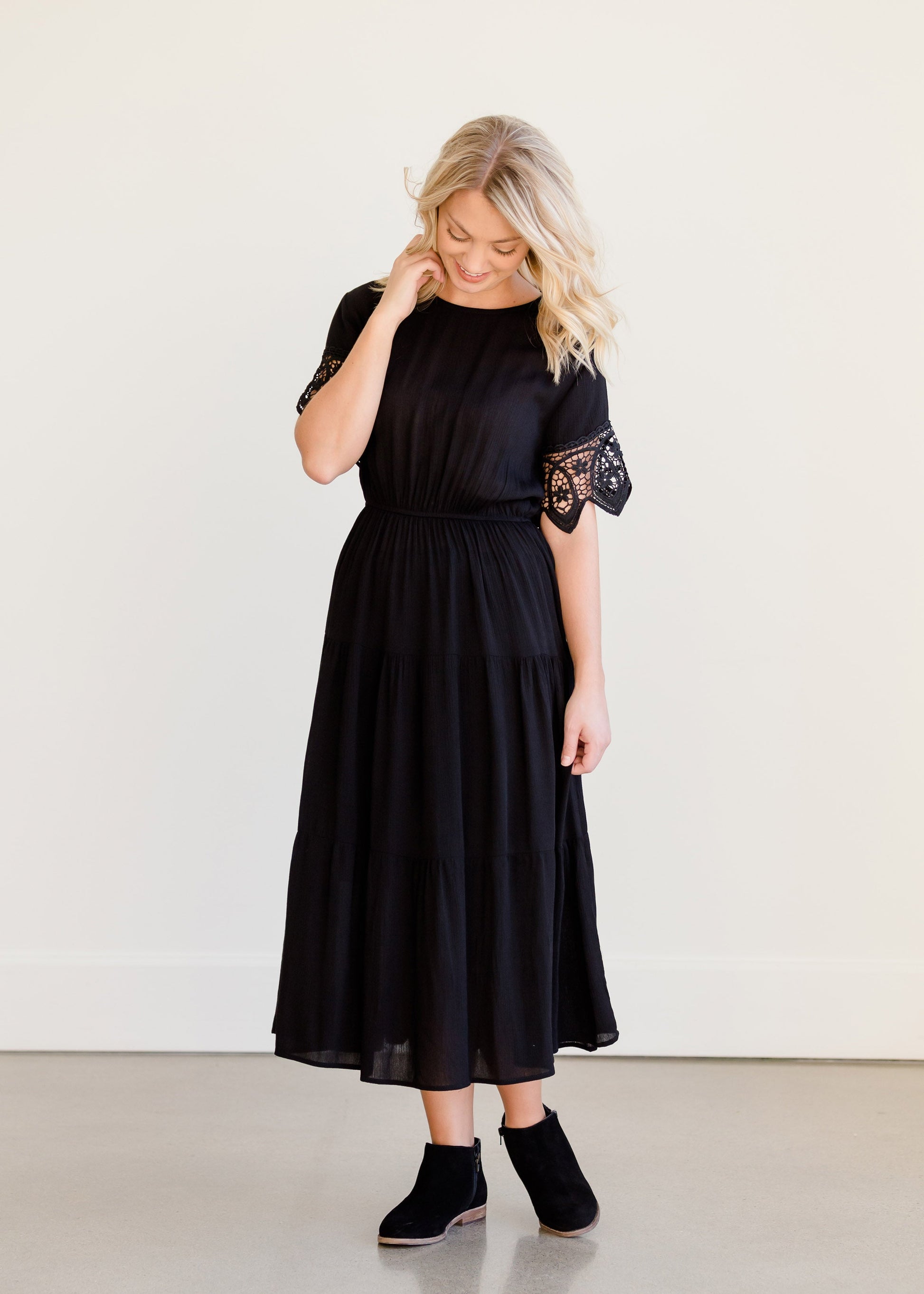 Black Lace Midi Dress - FINAL SALE Dresses