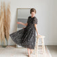 Black Pleated Ditsy Print Midi Dress Dresses Hayden