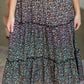 Black Puff Sleeve Tiny Floral Tiered Midi Dress Dresses Mikarose