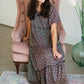 Black Puff Sleeve Tiny Floral Tiered Midi Dress Dresses Mikarose