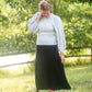 Black Ribbed Button Front Midi Skirt Skirts Grade & Gather