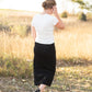 Black Ribbed Knit Sweater Midi Skirt Skirts