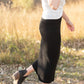 Black Ribbed Knit Sweater Midi Skirt Skirts