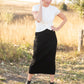 Black Ribbed Knit Sweater Midi Skirt Skirts