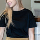 Black Ruffled Shoulder Top Tops