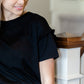 Black Ruffled Shoulder Top Tops