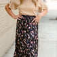 Black Satin Floral Midi Skirt Dresses Tea N Rose