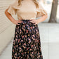 Black Satin Floral Midi Skirt Dresses Tea N Rose