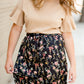 Black Satin Floral Midi Skirt Dresses Tea N Rose