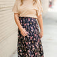 Black Satin Floral Midi Skirt Dresses Tea N Rose