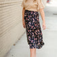 Black Satin Floral Midi Skirt Dresses Tea N Rose