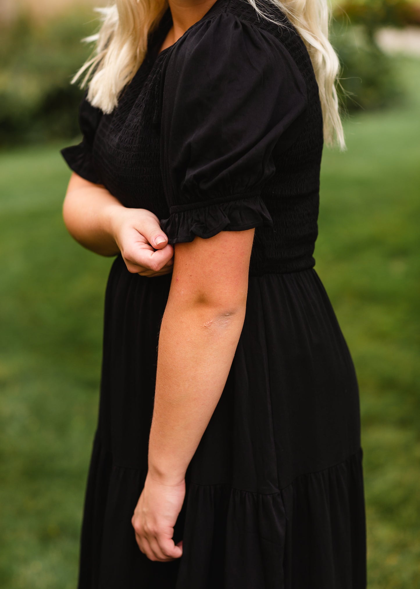 Black Smocked Midi Dress - FINAL SALE Dresses