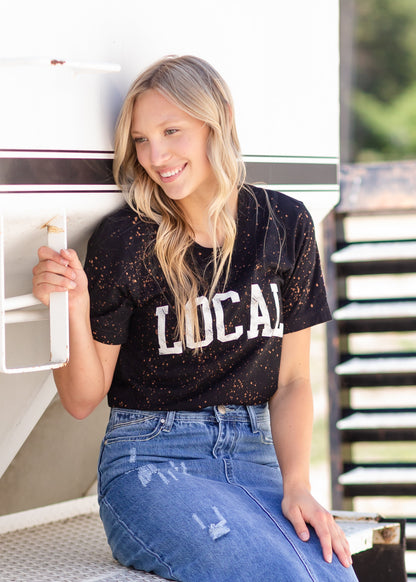 Black Speckled Local T-Shirt Tops